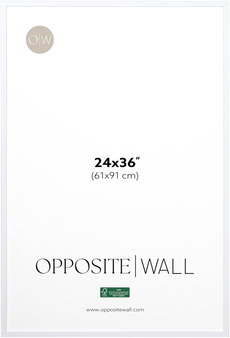 Opposite Wall - 24x36 in - White Solid Wood Picture Frame - Lightweight, Versatile & Shatterproof - Large Wall Hanging Photo or Poster Frame - Wall Decor for Office, Gallery & Home - Image 1